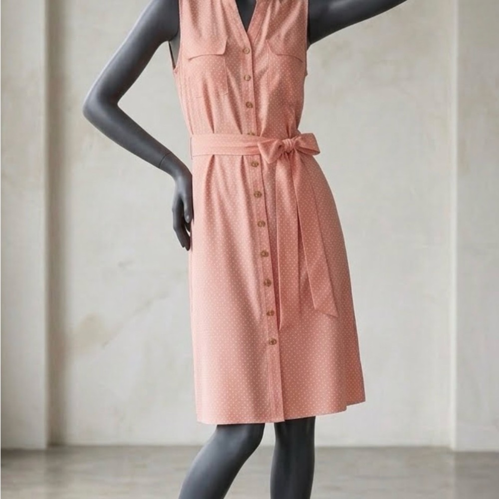 croft & barrow Sleeveless Button-Front Midi Dress in Dusty Pink